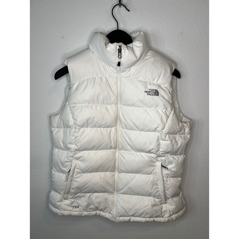 The North Face Womens 700 Fill Down Puffer Vest Quilted White Large